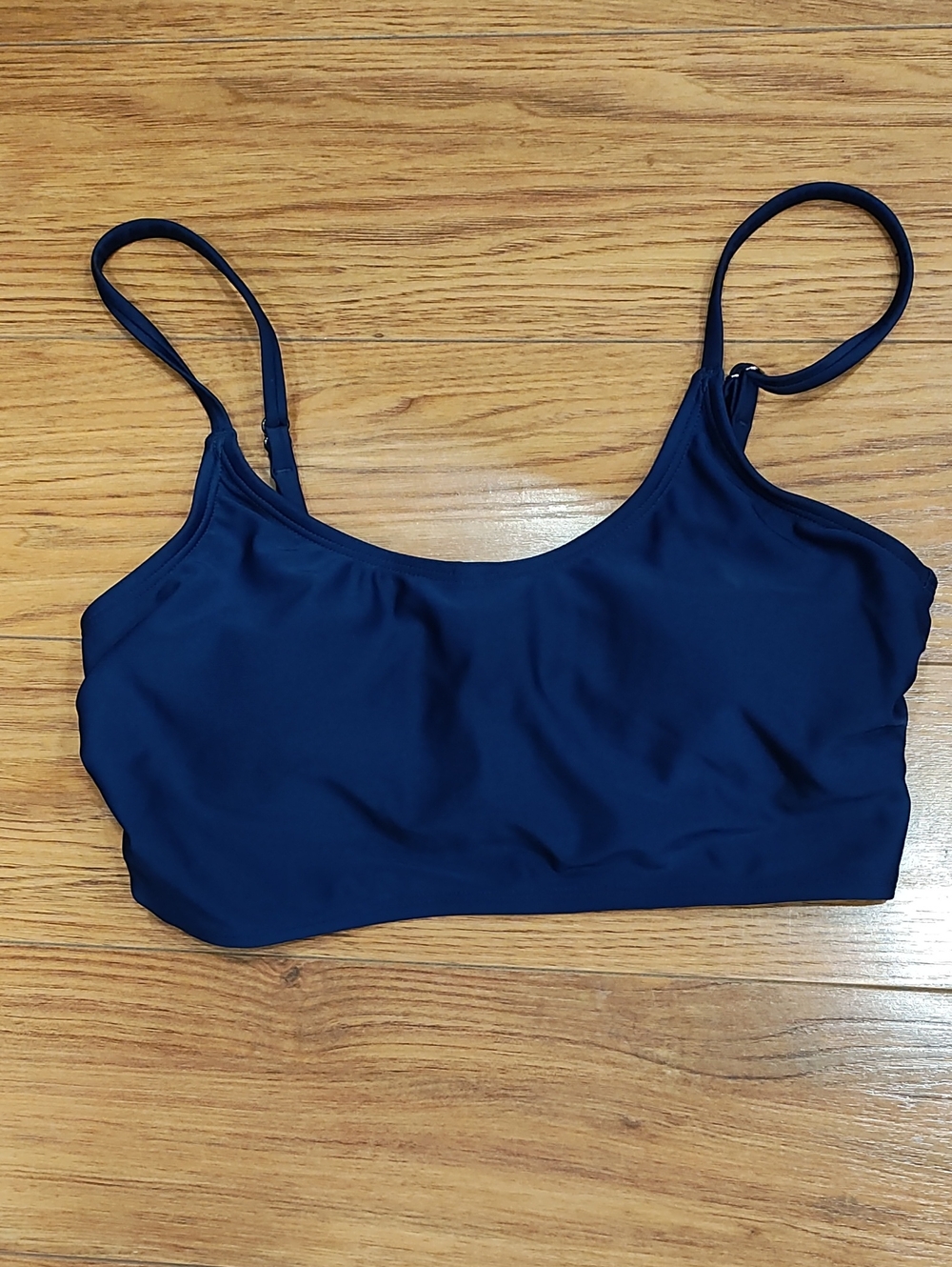 Cupshe Navy Blue Scoop Neck Swim Top